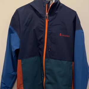Cotopaxi Cielo Blue Orange RainJacket Men Small